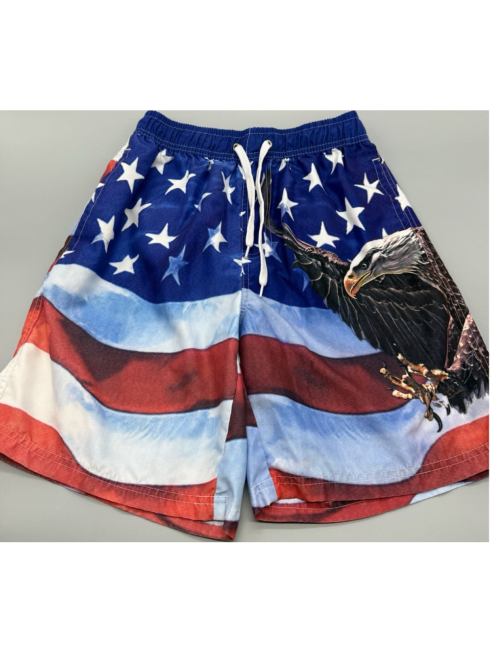 George Men's Swim Trunks S Red White Blue American Flag Eagle Patriotic
